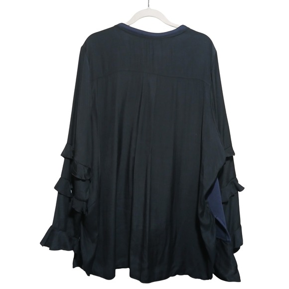 Lane Bryant Ruffle Sleeve‎ Blouse Top Layered Hem Plus Size 26/28 - Picture 3 of 7